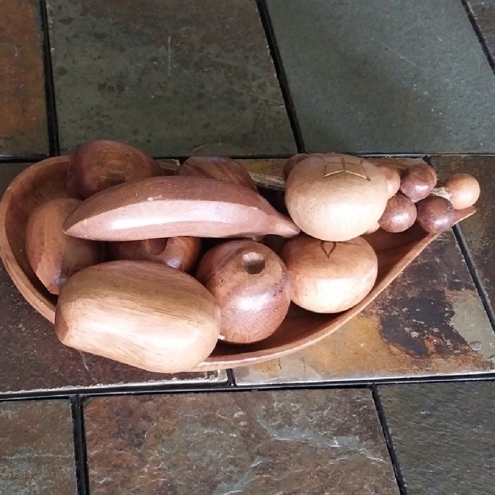 Vintage Abstract Brown and Tan Wooden Accent Decor
